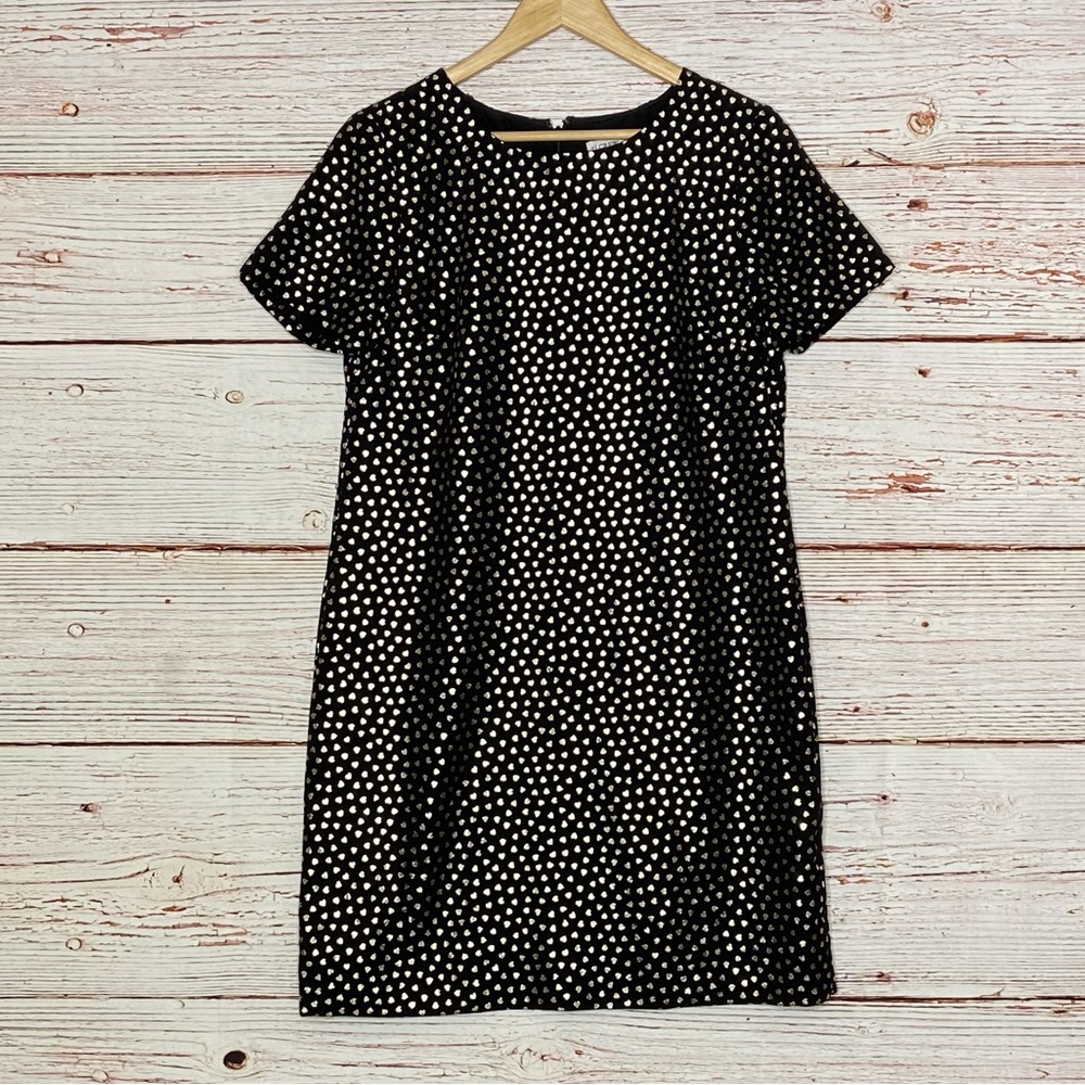 J Crew Factory Shift Dress in Gold Heart Print Sz 12 - Picture 4 of 11